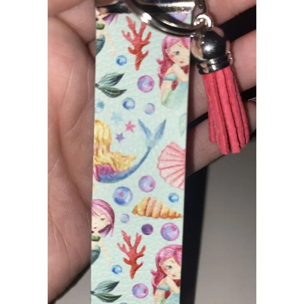 ☀️3/$9☀️ Mermaid and Seashell Printed Keychain Wristlet